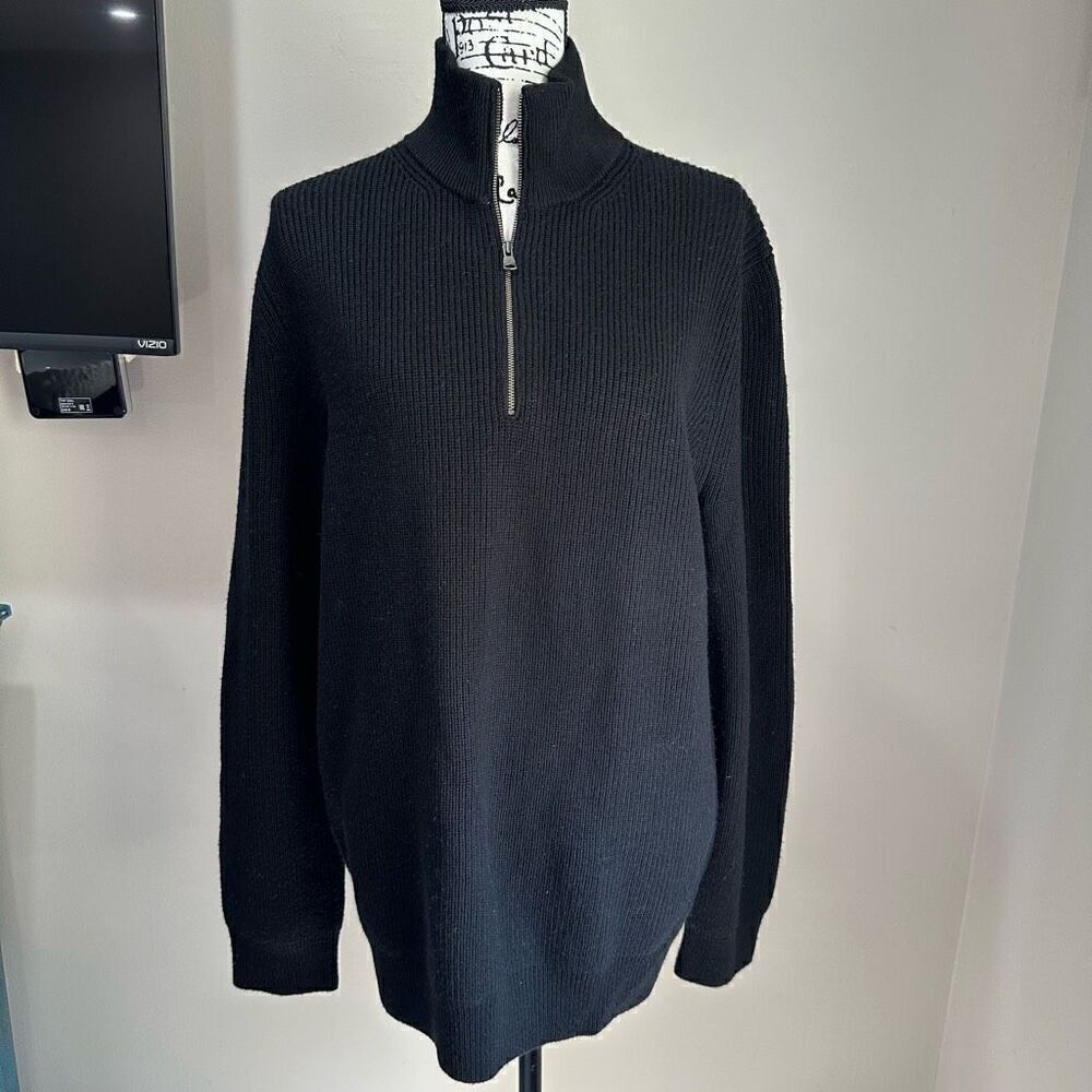 Banana Republic Men’s Extra Fine Merino Wool Half Zip Thick Sweater L